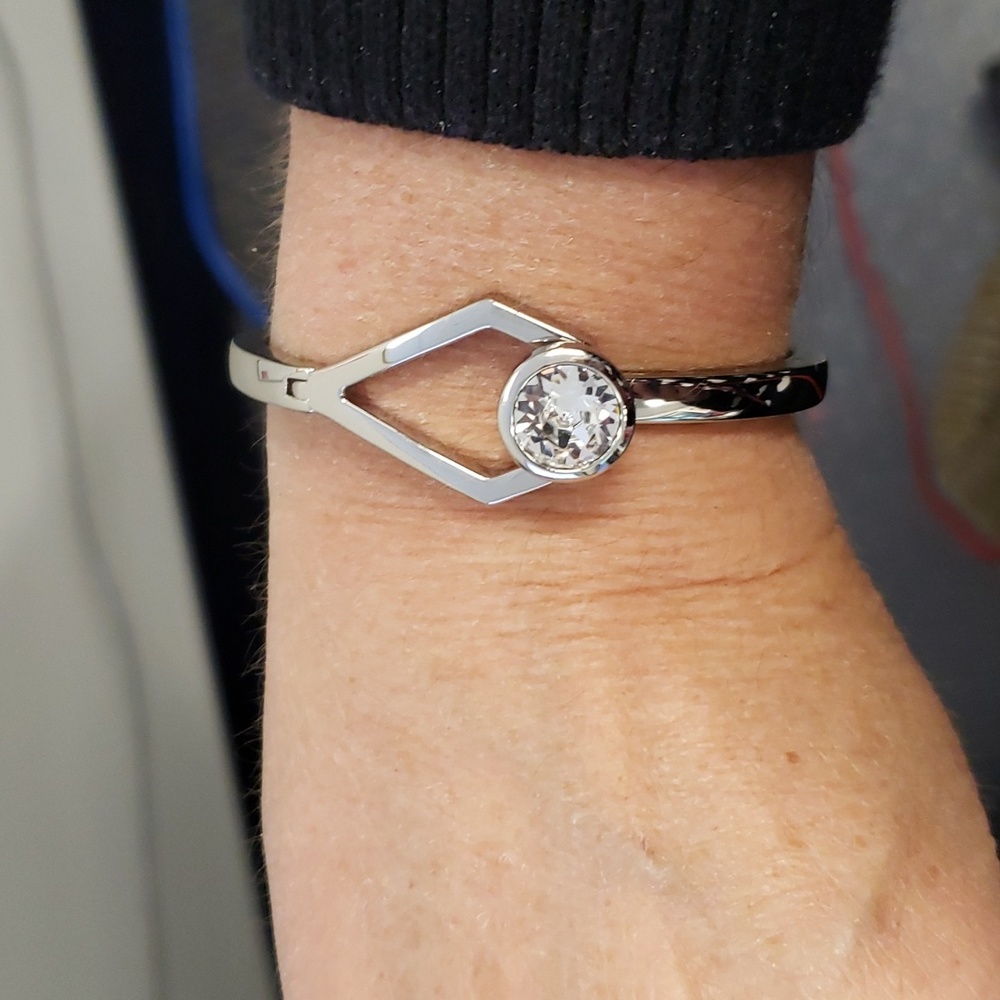 EUC WHBM Silver with Rhinestone Bangle Bracelet